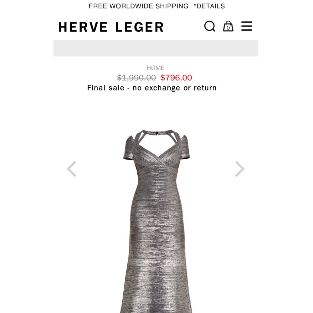 Sold Herve Leger gunmetal Dress - Picture 5 of 8
